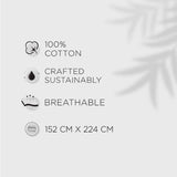 Spaces Fiora 100% Cotton 144 TC Percale Ornate Single Bedsheet with 1 Pillow Cover - 152 x 224 cm, Light Grey