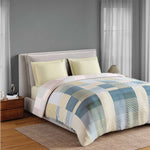 Spaces Fiora 100% Cotton 144 TC Geometric Double Quilt - 88 x 106 Inches, Light Yellow