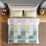 Spaces Fiora 100% Cotton 144 TC Geometric Double Quilt - 88 x 106 Inches, Light Yellow