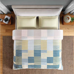 Spaces Fiora 100% Cotton 144 TC Geometric Double Quilt - 88 x 106 Inches, Light Yellow