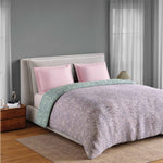 Spaces Fiora 100% Cotton 144 TC Floral Double Quilt - 88 x 106 Inches, Light Violet