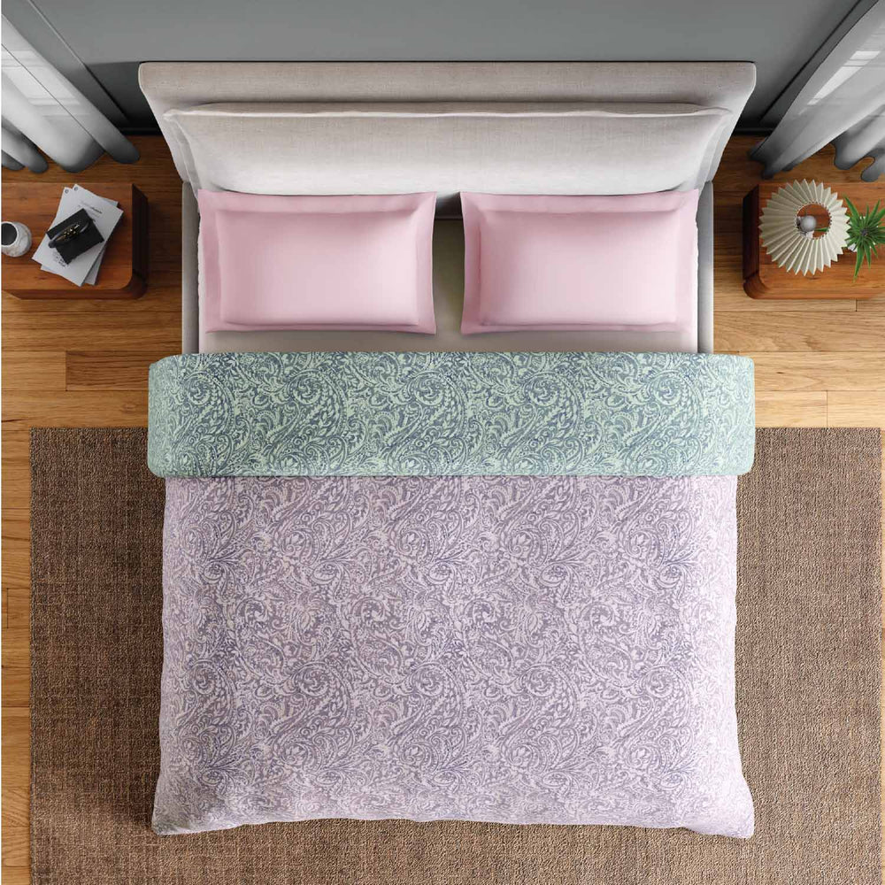 Spaces Fiora 100% Cotton 144 TC Floral Double Quilt - 88 x 106 Inches, Light Violet