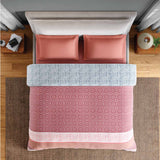 Spaces Fiora 100% Cotton 144 TC Geometric Double Quilt - 88 x 106 Inches, Dark Red