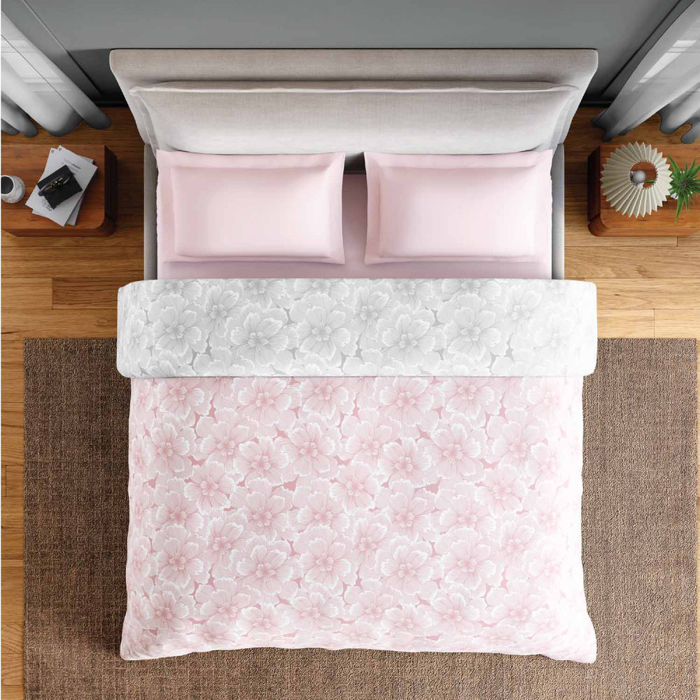 Spaces Fiora 100% Cotton 144 TC Floral Double Quilt - 88 x 106 Inches, Blush