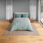 Spaces Fiora 100% Cotton 144 TC Floral Fitted King Bedsheet with 2 Pillow Covers - 72 x 78 Inches, Light Green