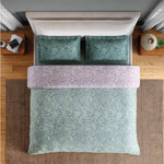 Spaces Fiora 100% Cotton 144 TC Floral Fitted King Bedsheet with 2 Pillow Covers - 72 x 78 Inches, Light Green