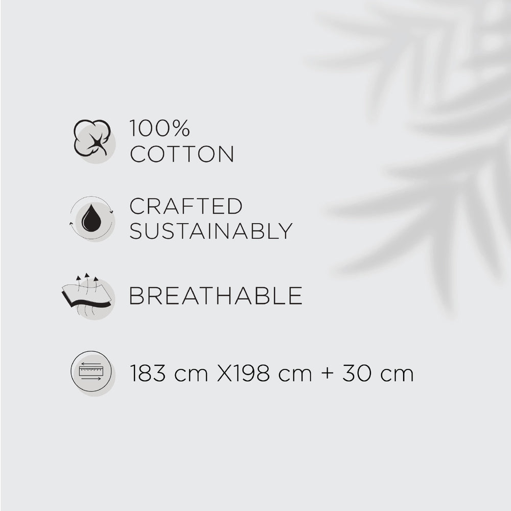 Spaces Fiora 100% Cotton 144 TC Percale Fioral Large Bedsheet with 2 Pillow Covers - 274 x 274 cm, Light Blue