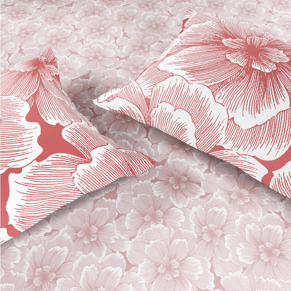 Spaces Fiora 100% Cotton 144 TC Floral Fitted King Bedsheet with 2 Pillow Covers - 72 x 78 Inches, Blush