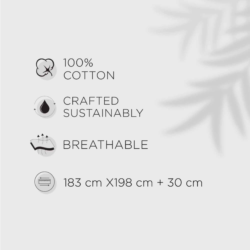 Spaces Fiora 100% Cotton 144 TC Geometric Fitted King Bedsheet with 2 Pillow Covers - 72 x 78 Inches, Beige