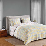 Spaces Fiora 100% Cotton 144 TC Ornate Fitted King Bedsheet with 2 Pillow Covers - 72 x 78 Inches, Light Grey