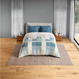 Spaces Fiora 100% Cotton 144 TC Geometric Fitted Queen Bedsheet with 2 Pillow Covers - 60 x 78 Inches, Light Yellow