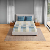 Spaces Fiora 100% Cotton 144 TC Geometric Fitted Queen Bedsheet with 2 Pillow Covers - 60 x 78 Inches, Light Yellow