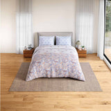 Spaces Fiora 100% Cotton 144 TC Ornate Fitted Queen Bedsheet with 2 Pillow Covers - 60 x 78 Inches, Orange