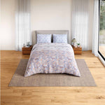 Spaces Fiora 100% Cotton 144 TC Ornate Fitted Queen Bedsheet with 2 Pillow Covers - 60 x 78 Inches, Orange