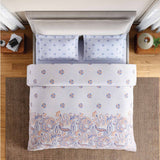 Spaces Fiora 100% Cotton 144 TC Ornate Fitted Queen Bedsheet with 2 Pillow Covers - 60 x 78 Inches, Orange