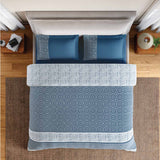 Spaces Fiora 100% Cotton 144 TC Geometric Fitted Queen Bedsheet with 2 Pillow Covers - 60 x 78 Inches, Dark Blue