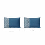 Spaces Fiora 100% Cotton 144 TC Geometric Fitted Queen Bedsheet with 2 Pillow Covers - 60 x 78 Inches, Dark Blue