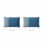 Spaces Fiora 100% Cotton 144 TC Geometric Fitted Queen Bedsheet with 2 Pillow Covers - 60 x 78 Inches, Dark Blue
