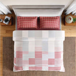 Spaces Fiora 100% Cotton 144 TC Geometric Fitted Queen Bedsheet with 2 Pillow Covers - 60 x 78 Inches, Dark Pink