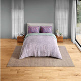 Spaces Fiora 100% Cotton 144 TC Floral Fitted Queen Bedsheet with 2 Pillow Covers - 60 x 78 Inches, Light Violet