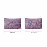 Spaces Fiora 100% Cotton 144 TC Floral Fitted Queen Bedsheet with 2 Pillow Covers - 60 x 78 Inches, Light Violet