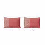Spaces Fiora 100% Cotton 144 TC Geometric Fitted Queen Bedsheet with 2 Pillow Covers - 60 x 78 Inches, Dark Red