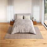 Spaces Fiora 100% Cotton 144 TC Floral Fitted Queen Bedsheet with 2 Pillow Covers - 60 x 78 Inches, Beige