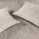 Spaces Fiora 100% Cotton 144 TC Floral Fitted Queen Bedsheet with 2 Pillow Covers - 60 x 78 Inches, Beige