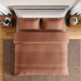 Spaces Fiora 100% Cotton 144 TC Ornate Fitted Queen Bedsheet with 2 Pillow Covers - 60 x 78 Inches, Brown