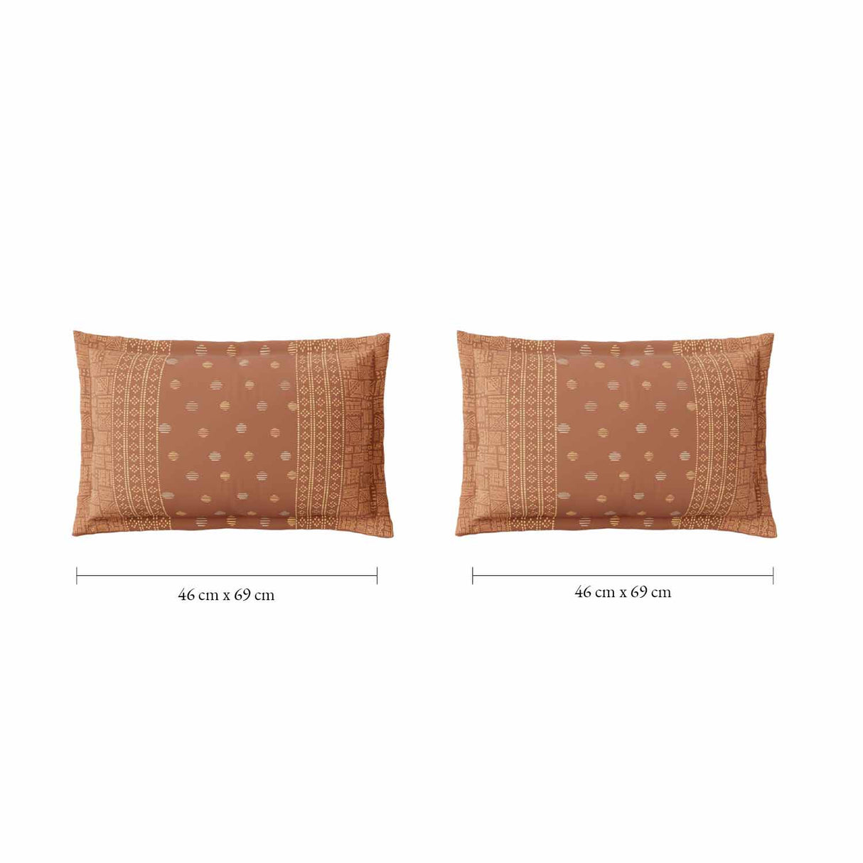 Spaces Fiora 100% Cotton 144 TC Ornate Fitted Queen Bedsheet with 2 Pillow Covers - 60 x 78 Inches, Brown