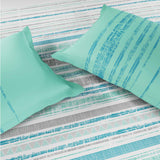 Spaces Fiora 100% Cotton 144 TC Geometric Fitted Queen Bedsheet with 2 Pillow Covers - 60 x 78 Inches, Aqua