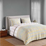 Spaces Fiora 100% Cotton 144 TC Ornate Fitted Queen Bedsheet with 2 Pillow Covers - 60 x 78 Inches, Light Grey