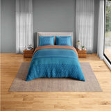 Spaces Fiora 100% Cotton 144 TC Ornate Fitted Queen Bedsheet with 2 Pillow Covers - 60 x 78 Inches, Blue