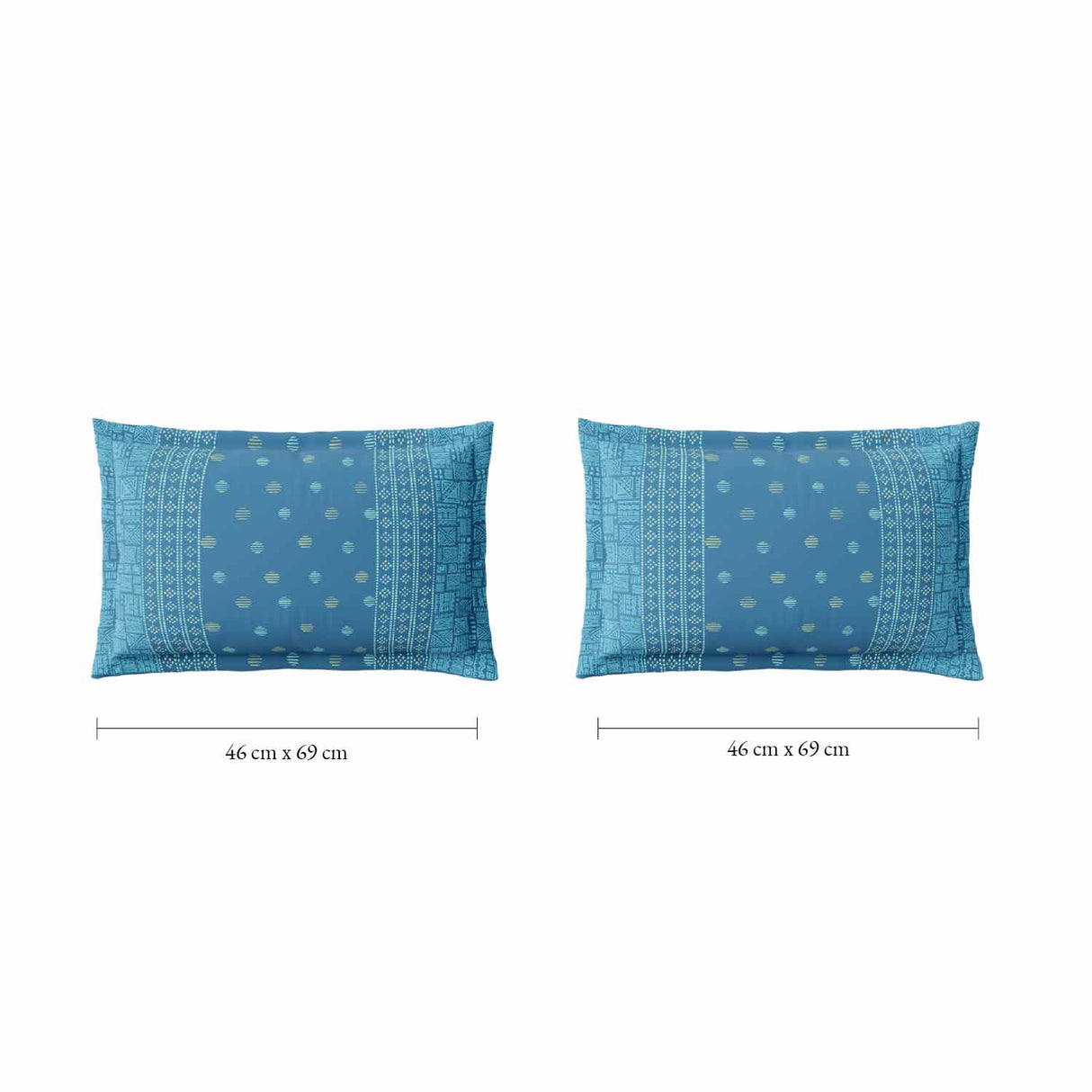 Spaces Fiora 100% Cotton 144 TC Ornate Fitted Queen Bedsheet with 2 Pillow Covers - 60 x 78 Inches, Blue