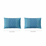 Spaces Fiora 100% Cotton 144 TC Ornate Fitted Queen Bedsheet with 2 Pillow Covers - 60 x 78 Inches, Blue