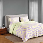 Spaces Neo Paradox 100% Cotton 152 TC Percale Geometric Large Bedsheet with 2 Pillow Covers - 274 x 274 cm, Light Green