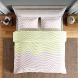 Spaces Neo Paradox 100% Cotton 152 TC Percale Geometric Large Bedsheet with 2 Pillow Covers - 274 x 274 cm, Light Green