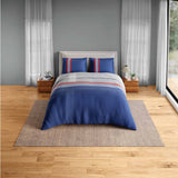 Spaces Neo Paradox 100% Cotton 152 TC Percale Geometric Large Bedsheet with 2 Pillow Covers - 274 x 274 cm, Blue