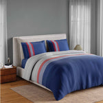 Spaces Neo Paradox 100% Cotton 152 TC Percale Geometric Large Bedsheet with 2 Pillow Covers - 274 x 274 cm, Blue