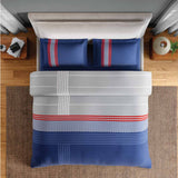 Spaces Neo Paradox 100% Cotton 152 TC Percale Geometric Large Bedsheet with 2 Pillow Covers - 274 x 274 cm, Blue