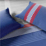 Spaces Neo Paradox 100% Cotton 152 TC Percale Geometric Large Bedsheet with 2 Pillow Covers - 274 x 274 cm, Blue