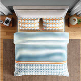 Spaces Neo Paradox 100% Cotton 152 TC Percale Geometric Large Bedsheet with 2 Pillow Covers - 274 x 274 cm, Light Teal