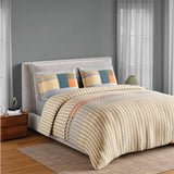 Spaces Neo Paradox 100% Cotton 152 TC Percale Geometric Large Bedsheet with 2 Pillow Covers - 274 x 274 cm, Light Yellow