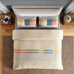 Spaces Neo Paradox 100% Cotton 152 TC Percale Geometric Large Bedsheet with 2 Pillow Covers - 274 x 274 cm, Light Yellow