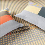 Spaces Neo Paradox 100% Cotton 152 TC Percale Geometric Large Bedsheet with 2 Pillow Covers - 274 x 274 cm, Light Yellow