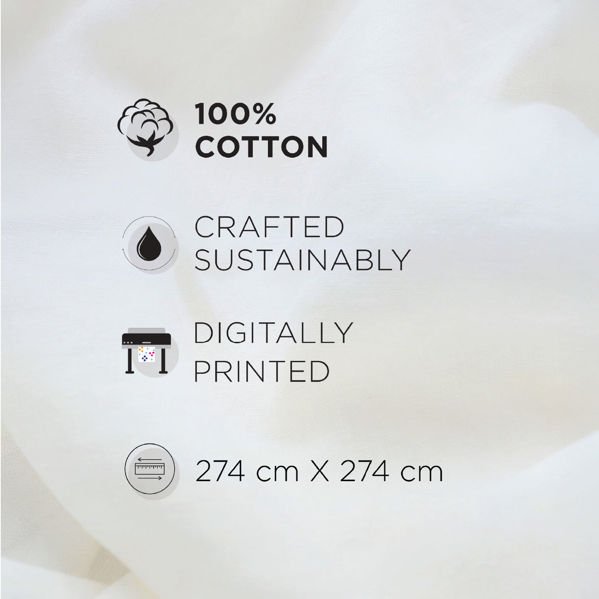 Spaces Neo Paradox 100% Cotton 152 TC Percale Geometric Large Bedsheet with 2 Pillow Covers - 274 x 274 cm, Light Yellow
