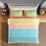 Spaces Neo Paradox 100% Cotton 152 TC Percale Geometric Large Bedsheet with 2 Pillow Covers - 274 x 274 cm, Coral
