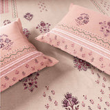 Spaces Neo Chaap 100% Cotton 152 TC Percale Fioral Large Bedsheet with 2 Pillow Covers - 274 x 274 cm, Light Blush