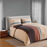 Spaces Neo Chaap 100% Cotton 152 TC Percale Ornate Large Bedsheet with 2 Pillow Covers - 274 x 274 cm, Beige