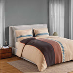 Spaces Neo Chaap 100% Cotton 152 TC Percale Ornate Large Bedsheet with 2 Pillow Covers - 274 x 274 cm, Beige